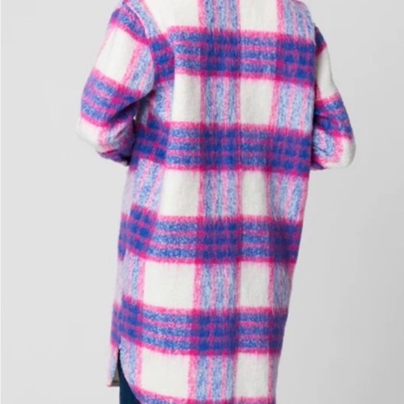 Nwt NWC Madden pea coat Vibrant Pink and Blue Plaid Coat - Picture 3 of 9